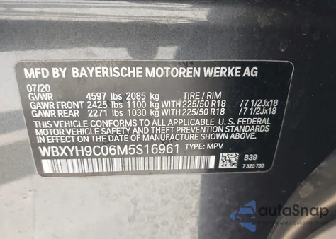 2021 BMW X2 Sdrive28I z USA, uszkodzony, nr VIN WBXYH9C06M5S16961